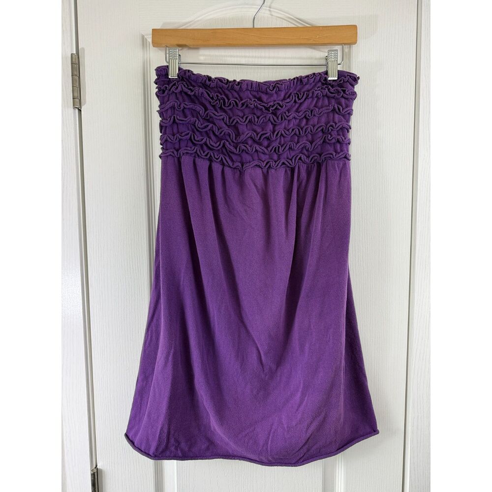 Xhilaration Women's XL Purple Strapless Swim Cover Up Dress Smocked Ruffle